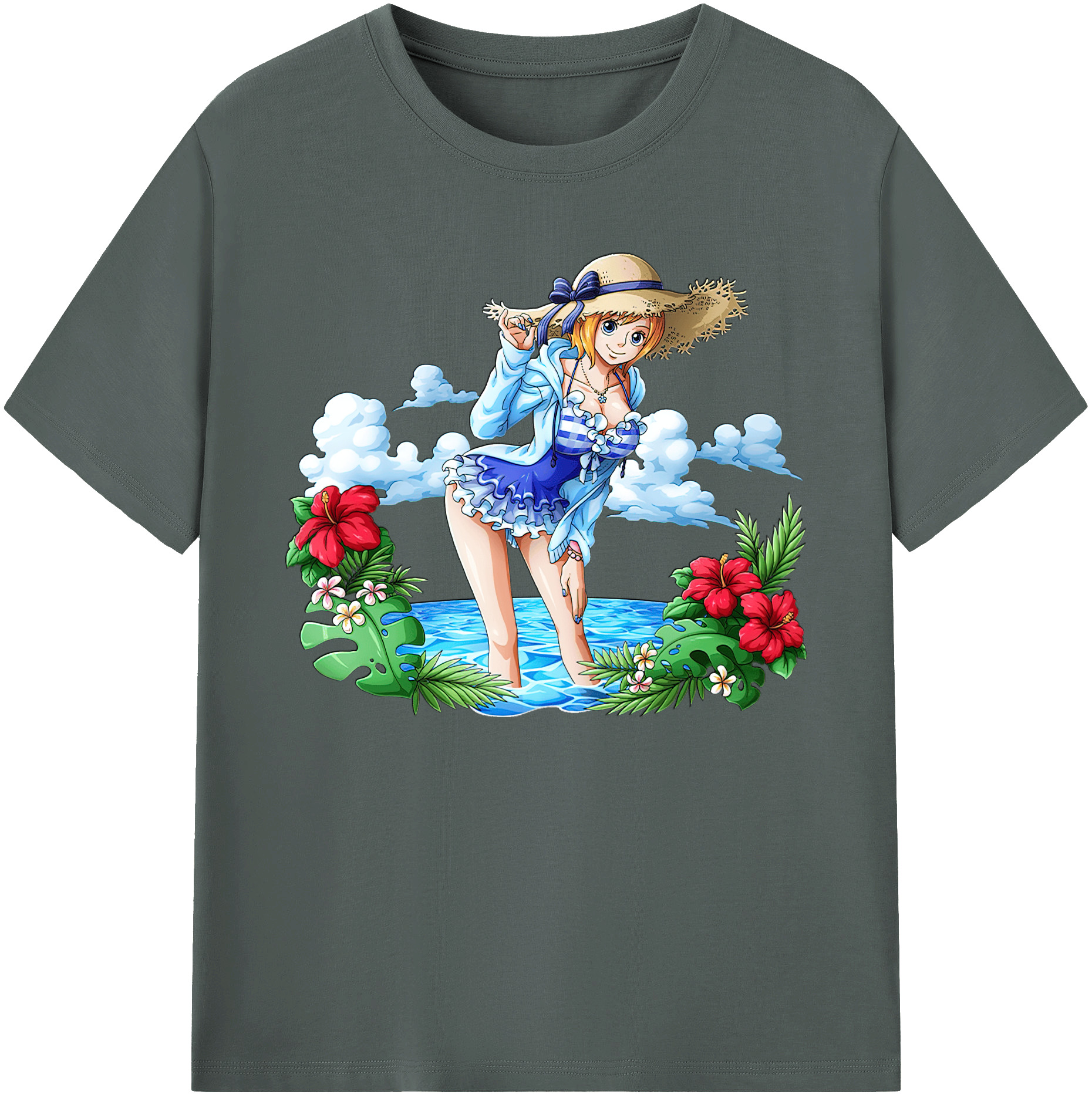 （画像用） ワンピース ナミ ONE PIECE Nami 綿100％ メンズ半袖Tシャツ｜肌触りやわらか＆通気性